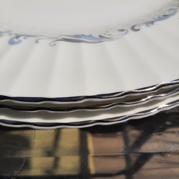 Vintage Paragon Morning Rose Bone China 10 3/4" Dinner Plate Blue Silver Lot (3) - Picture 5 of 7